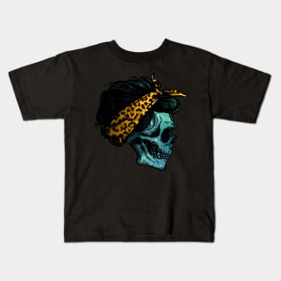 Skull bow Leopard Vintage Retro Funny Halloween Kids T-Shirt